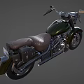 Classic Vintage Motorcycle With Green Body Leather Seat And Chrome Headlight Design