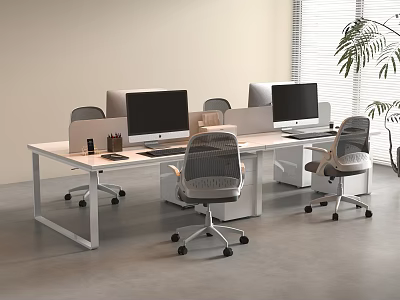 modern office desk and chair 3d model