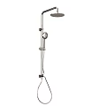 Chrome Shower Faucet With Rain Head And Handheld Sprayer For Bathroom