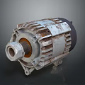 Rusty Industrial Motor With Metal Housing Rotating Shaft And Mechanical Components