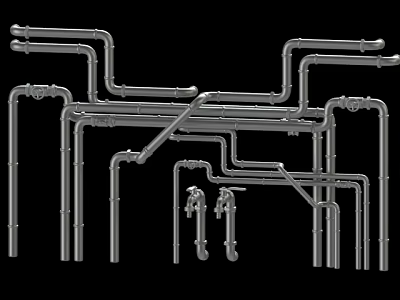 Industrial Metal Pipes Structure Featuring Interconnected Tubing And Fittings Layout Design 3d model