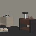 Two Modern Bedside Tables With Table Lamp Books And Decorative Objects 3d model
