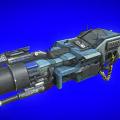 Sci Fi Weapon Large Mechanical Gun With Futuristic Metallic Structure Design