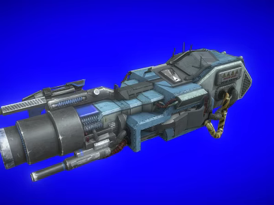 Sci Fi Weapon Large Mechanical Gun With Futuristic Metallic Structure Design 3d model