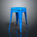 Blue Metal Stool with Rustic Details and Industrial Design Style