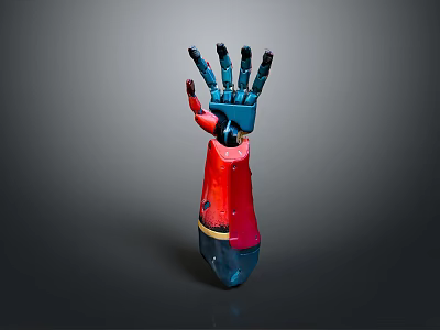Robot Character's Futuristic Mechanical Arm With Red Blue Color And Detailed Structure 3d model