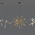 Three Modern Geometric Pendant Lights With Star And Cross Shaped Designs