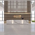 Modern minimalist office front desk lounge area 3d model