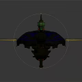 Military Vehicle with Blue and Gray Paint Yellow Wings Top Radar Equipment and Complex Structure