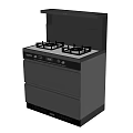 Modern Kitchen Appliance With Gas Stove Range Hood And Storage Drawers