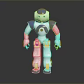 Blue And White Humanoid Robot Character For Game Anime With Futuristic Standing Design