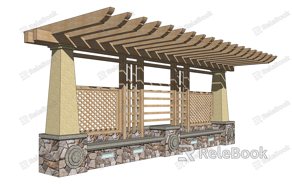 Simple European Corridor Landscape Corridor Flower Rack model