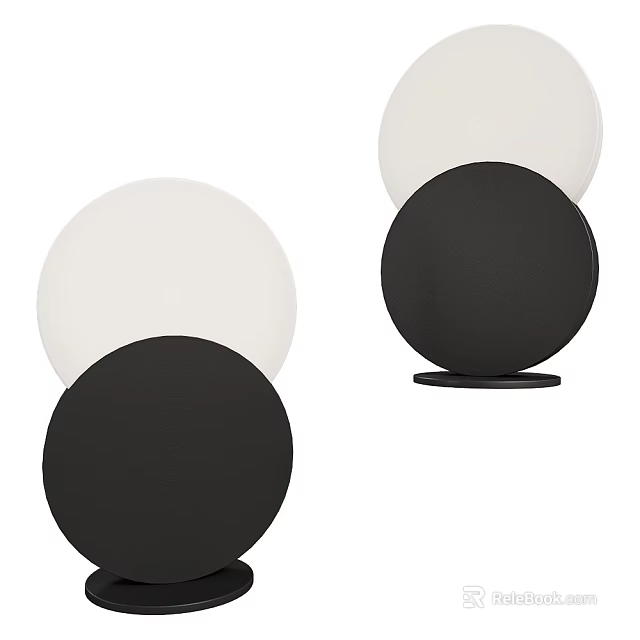 Modern Table Lamp Set Of Two With Spherical Shades Black And White Sleek Design 3d model 