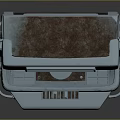 Modern Sleek Kitchen Appliance With Metallic Silver Finish Reflective Surface And Tray Base