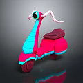 3D Model Motorcycle With Pink Blue Body Horn Big Eye And Purple Seat