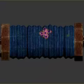 Industrial Cylindrical Equipment With Blue Striped Body And Brown Ends