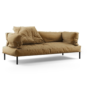 Nordic Double Sofa Simple Double Sofa 3d model