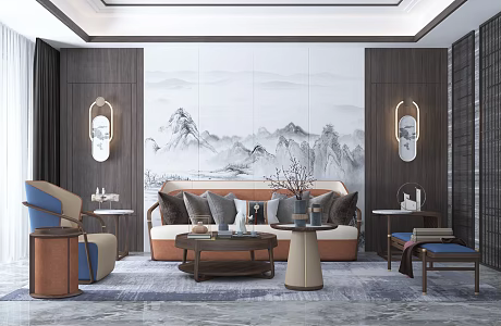 New Chinese Living Room 3d model