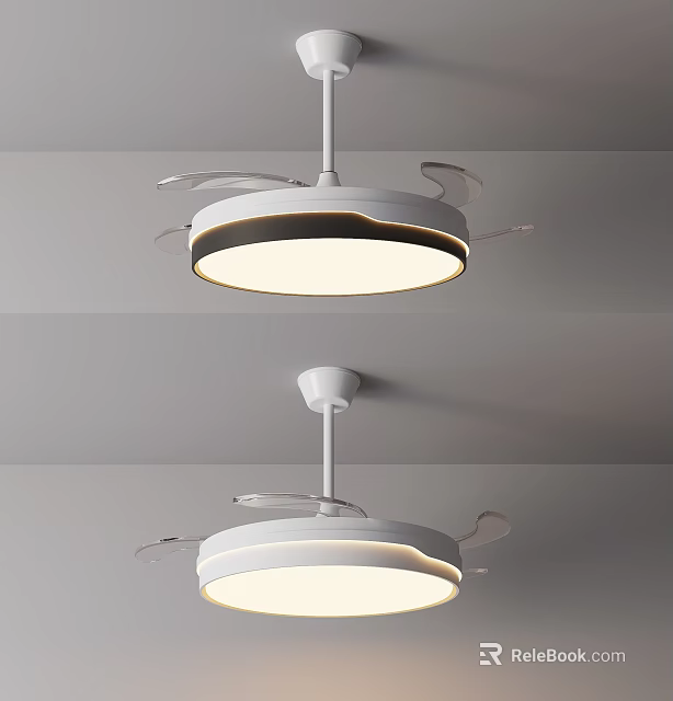 Modern Minimalist Chandelier with Circular Shade and White Finish for Living Room Interior 3d model 