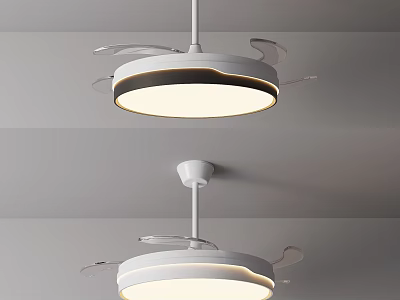 Modern Minimalist Chandelier with Circular Shade and White Finish for Living Room Interior 3d model