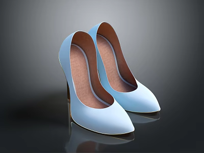 Light Blue Sleek High Heels With Stiletto Heel And Pointed Toe Design 3d model