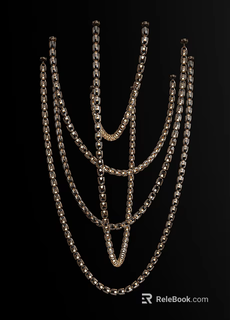 Modern Luxurious Chandelier With Multi Layer Metal Chains And Elegant Design Details 3d model 