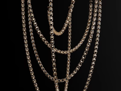 Modern Luxurious Chandelier With Multi Layer Metal Chains And Elegant Design Details 3d model