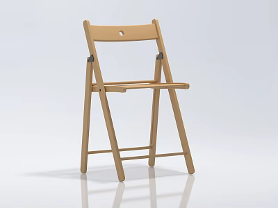 Light Wood Folding Dining Chair With Simple Design And Round Backrest Hole 3d model