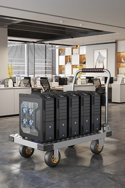 Mobile Shelf with Multiple Black Computer Cases in Modern Office Workspace 3d model Mobile Shelf with Multiple Black Computer Cases in Modern Office Workspace 3d model