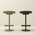 Modern Bar Stools With Olive Green And Black Finish And Sturdy Circular Base