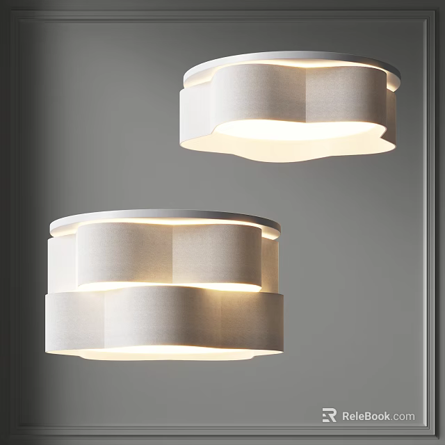 Modern White Layered Pendant Lights With Fabric Shade And Soft Illumination Effect 3d model 