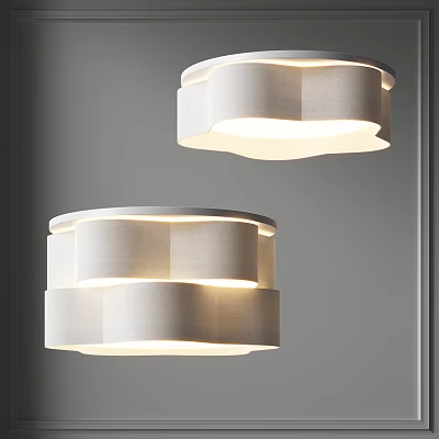 Modern White Layered Pendant Lights With Fabric Shade And Soft Illumination Effect 3d model