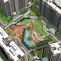 Residential Community Plan With Buildings Green Spaces And Public Areas
