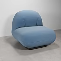 Modern Minimalist Blue Fabric Single Sofa With Rounded Shape For Interior 3d model