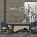 Light Luxury Dining Table and Chair Combination 3d model