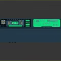 Modern Blue Control Panel Device with Glowing Green Screens Buttons and Displays