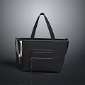 Stylish Black Tote Bag With Handles And Functional Zipper Pocket