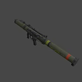 Military Rocket Launcher With Green Tube Black Scope Yellow Caution Strip Red Tip