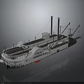 Vintage Mississippi River Steamboat Featuring Paddlewheel Design And Upper Decks