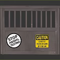 Gray Decorative Ornament Set With Railing Structure And STOP CAUTION This Side Up Labels