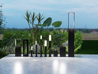 Landscape lamps and lanterns 3d model