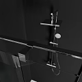 Sleek Shower Enclosure With Clear Glass Door Chrome Frame And White Base