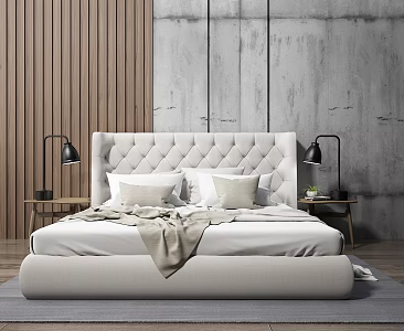 Modern Background Double Bed Double Bed 3d model