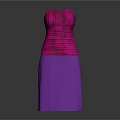 Elegant Strapless Dress With Pink Pleated Top And Purple Sparkly Skirt