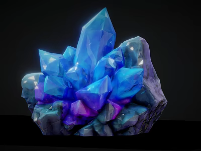 Beautiful Rockery Stone Adorned With Vibrant Blue And Purple Crystal Clusters 3d model