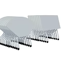 Multiple White Office Chairs With Arched Backrest White Frame And Black Wheels Neatly Arranged
