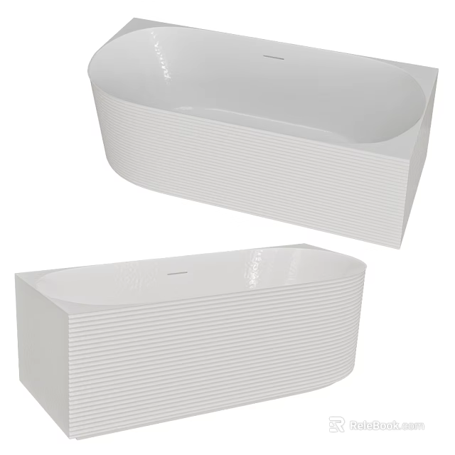Stylish Modern White Freestanding Bathtub With Vertical Stripes And Smooth Surface Design 3d model 