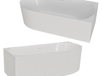 Stylish Modern White Freestanding Bathtub With Vertical Stripes And Smooth Surface Design 3d model