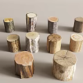 Natural Wooden Stumps Displaying Rustic Texture And Various Sizes For Home Decor