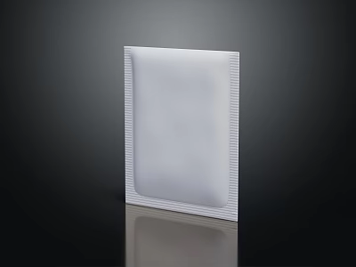 White Square Packaging Pouch With Textured Surface And Sealed Edges On Dark Background 3d model